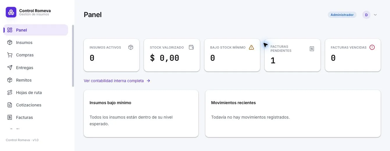 Interfaz clara: Transporte Romeva
