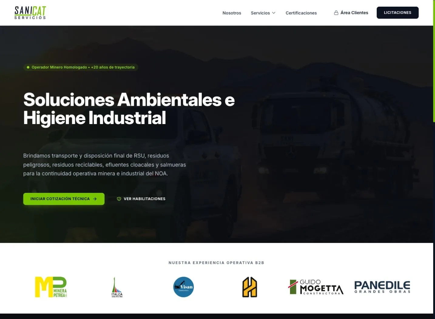 Vista del proyecto: Sanicat Servicios